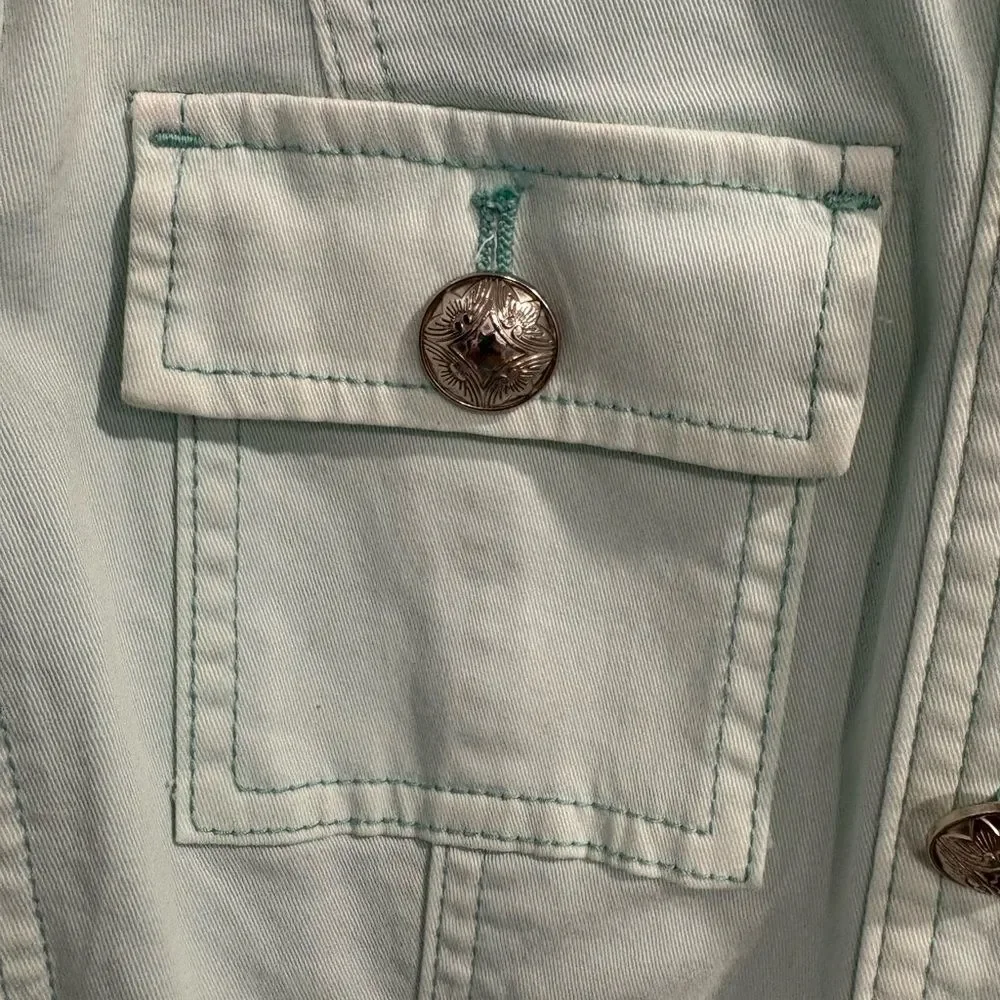 White House Black Market Light Mint Green Jacket Beautifully Military Style - Picture 9 of 16